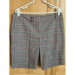 Mossimo Womens Plaid Shorts Size 12 Gray & Pink Polyester Rayon Blend Double But